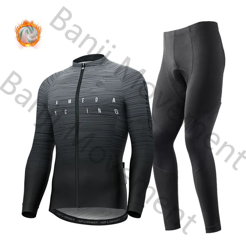 cycling jersey set 6 Зимняя шерстяная велосипедная куртка с длинными рукавами, очень геотермальный теплый жилет, большой размер, удобная велосипедная Джерси, Scotte - Цвет: cycling jersey set 6