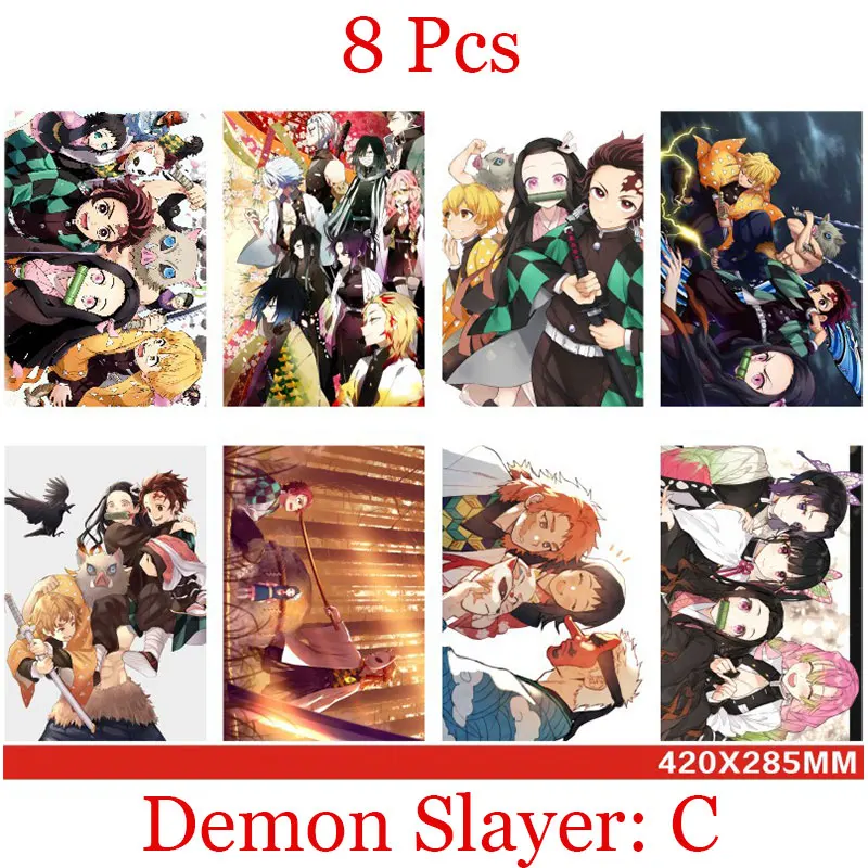 8 шт. аниме демон убийца Косплэй обои Kimetsu без Yaiba камадо Tanjirou Nezuko Agatsuma Zenitsu роль