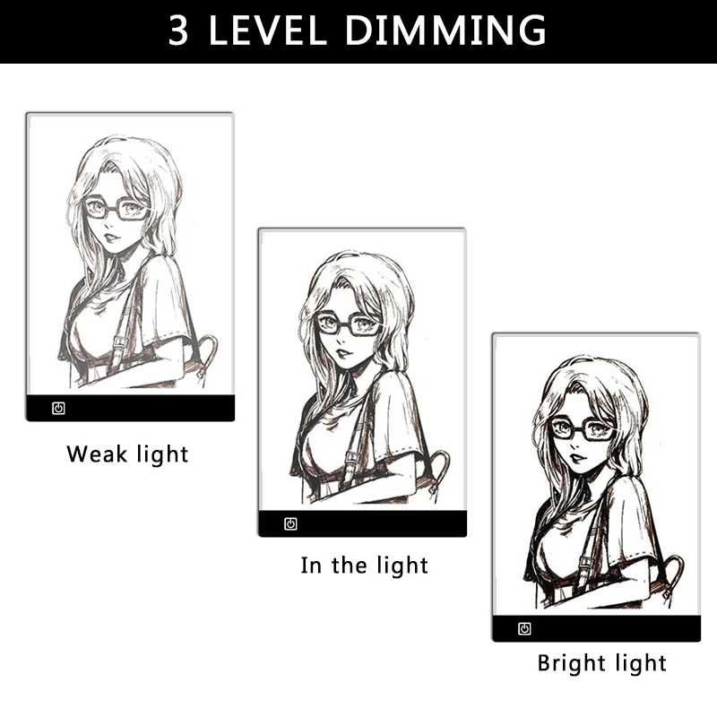 Светодиодная доска для рисования A4 3 уровня приглушения яркости копирования