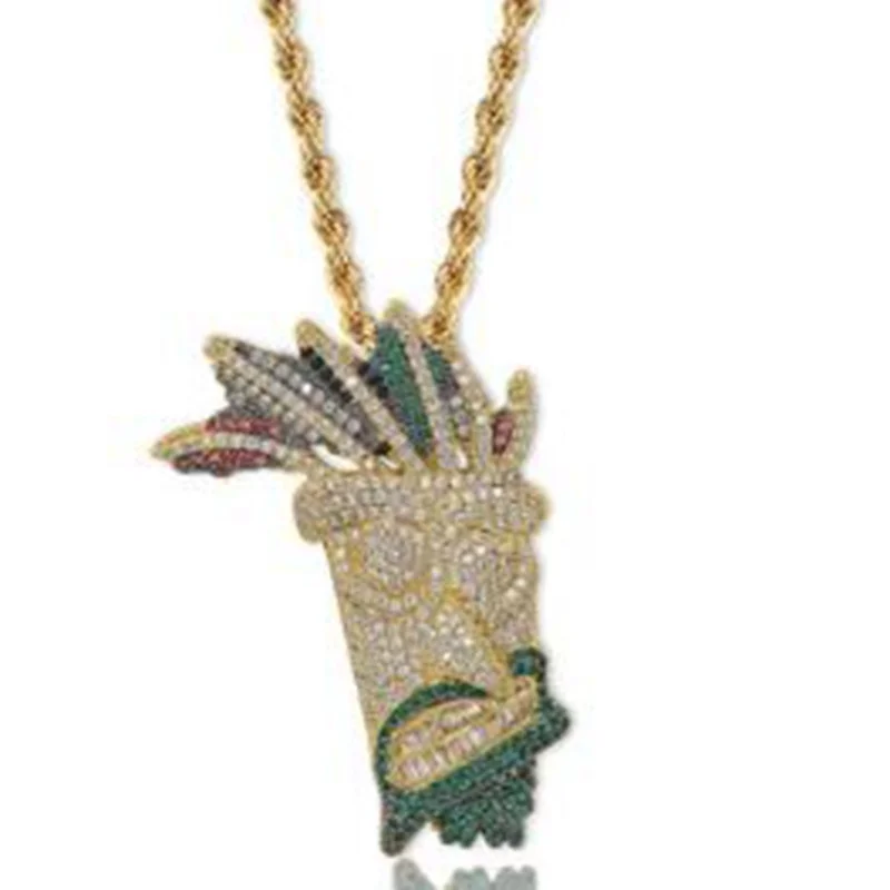 Новая мода индийский стиль хип хоп Мужская подвеска полный Циркон цветное