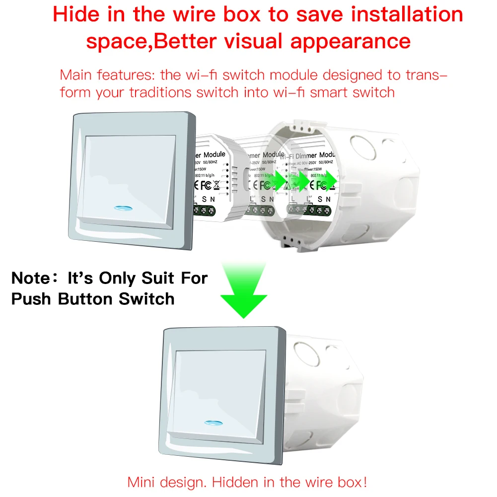 DIY умный WiFi светильник светодиодный диммер Smart Life/Tuya APP пульт дистанционного
