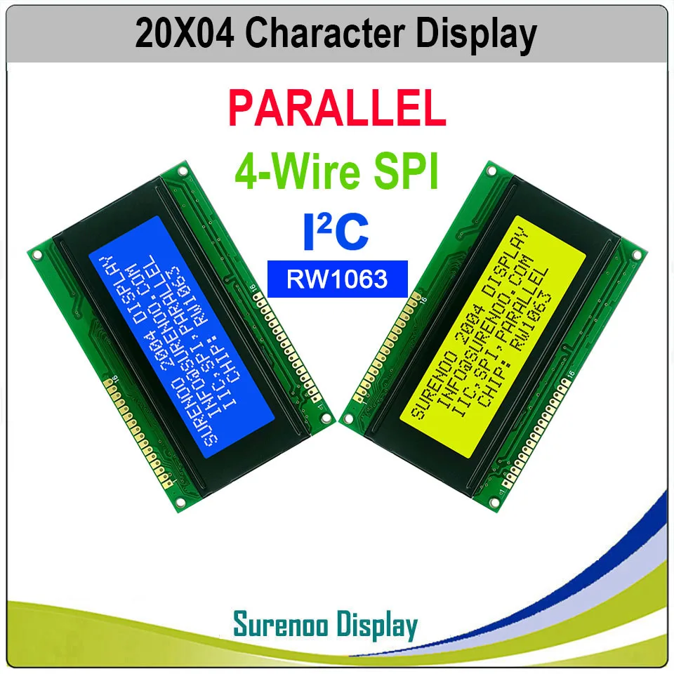204 20X4 2004 IIC I2C SPI RW1063 желтый зеленый синий символьный ЖК-модуль экран дисплея LCM