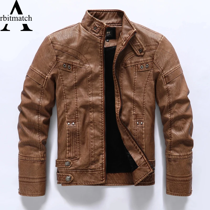 

Arbitmatch Winter Man's Coat Classical Motorcycle Jackets Men Leather Jacket PU Leather Jackets Casual Biker Coat Fleece Jacket