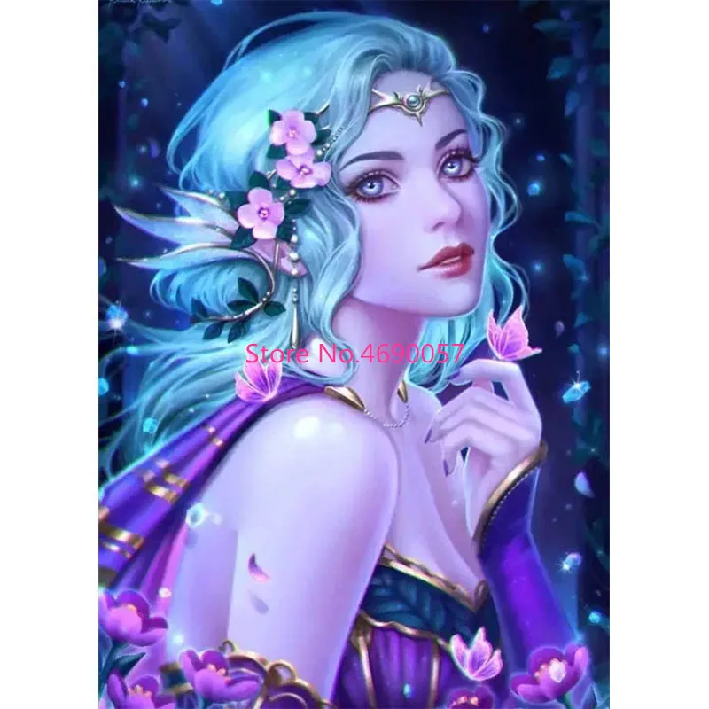 

DIY Алмазная вышивка крестиком на рисунке, камни в форме ромба/круглый 5D Алмазная вышивка Фея мозаичное украшение из страз живопись
