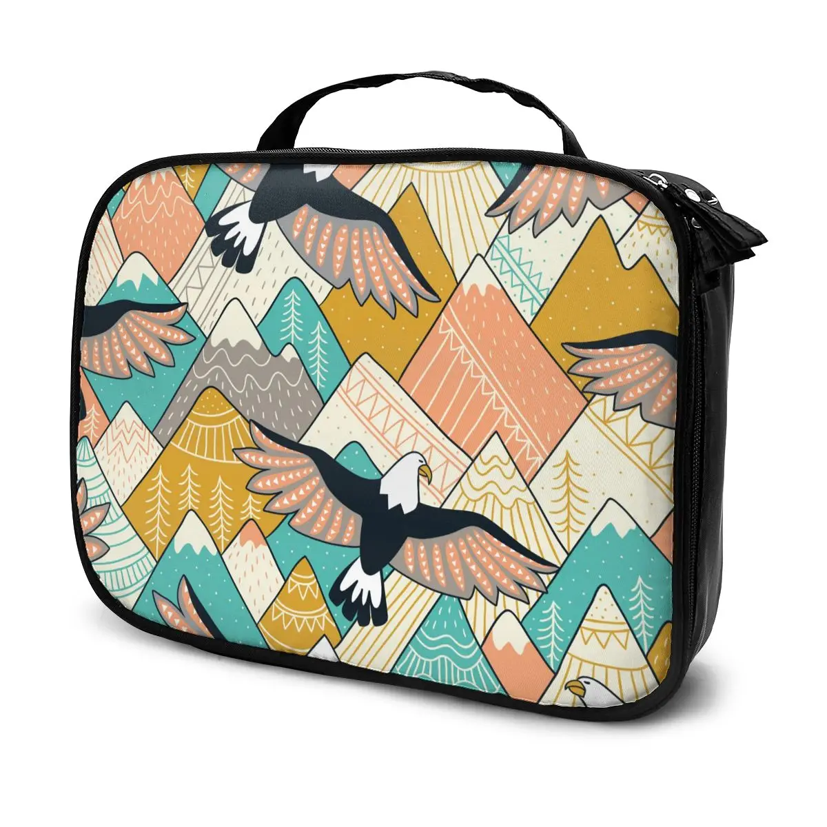 

Портативная косметичка для женщин, водонепроницаемый дорожный Органайзер в этническом стиле с изображением Орлов и гор, чехол для косметик...