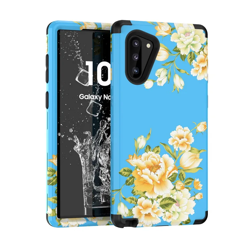 Peony Flower Armor Phone Case For Samsung Galaxy S10 S9 Plus Note 10 Luxury Hybrid 3 in 1 Shockproof Hard Cover Coque |