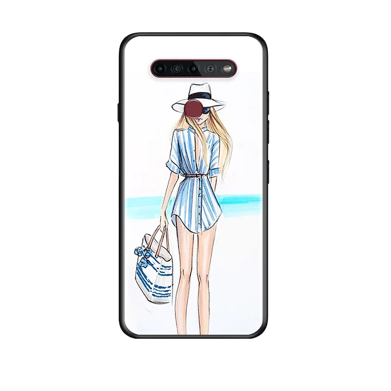 

Girl Summer Travel Beach For LG G8 V30 V35 V40 V50 V60 Q60 K40S K50S K41S K51S K61 K71 K22 ThinQ 5G TPU Silicone Phone Case