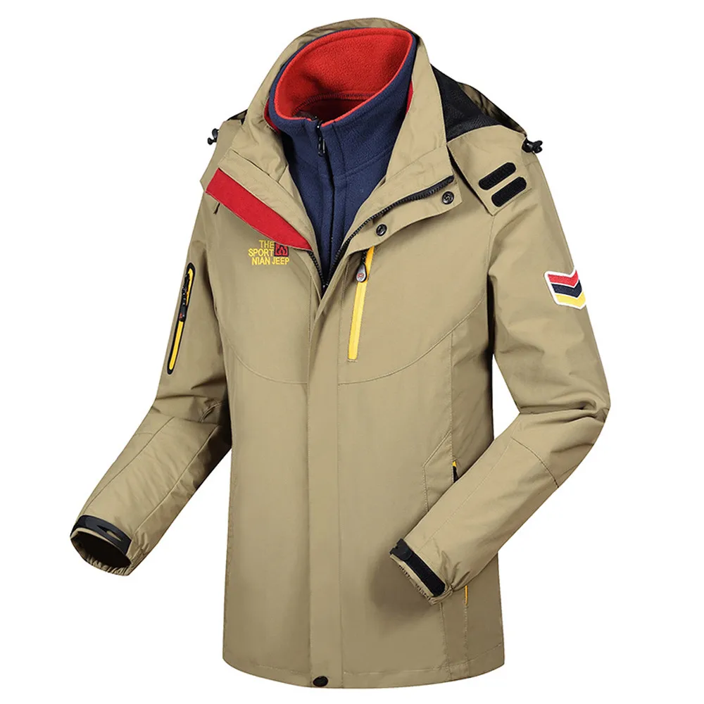 KH Two Piece Three In One Winter Warm Hiking Jackets Waterproof Sun-Protective Outdoor Sports Coats Windbreaker Raincoats A27 - Цвет: KH