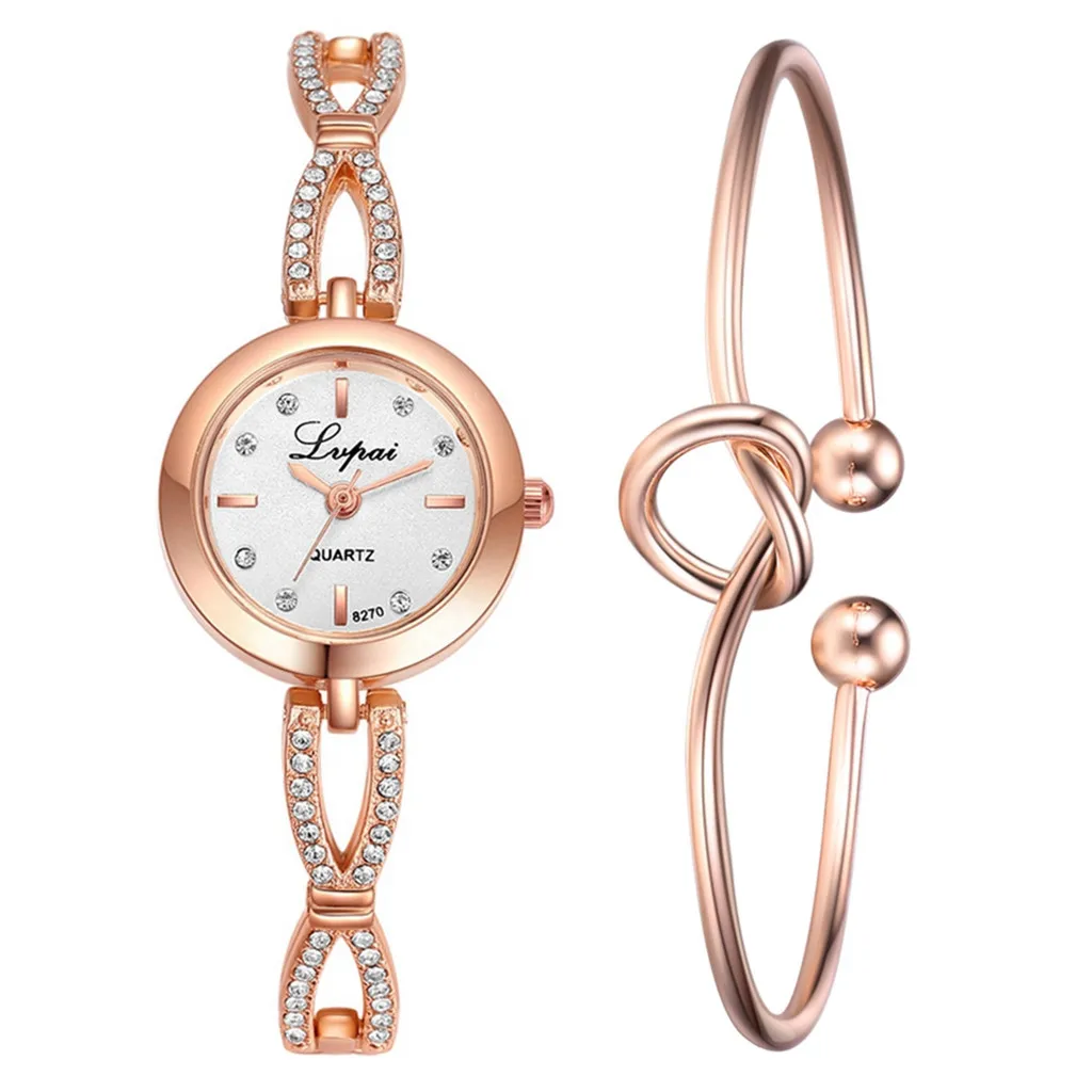 2 шт. женские часы Роскошные модные простая Переливающаяся ремешок в форме сердца