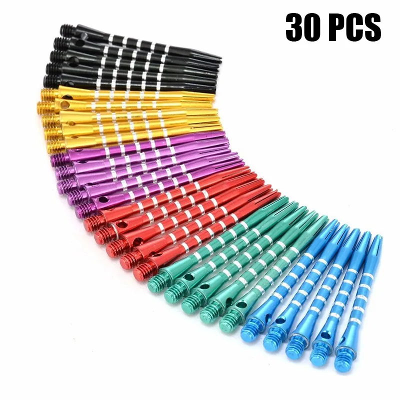 

30pcs Set 6 Colors Aluminum Alloy Darts Shafts 53mm Aluminum Stem Shafts 6 Colors Standard Screw 2BA Thread Dart Replacement