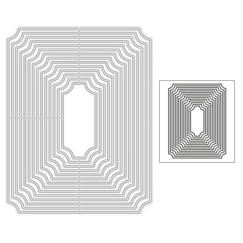 

2020 New Hot Rectangle Nesting Background Layered Metal Cutting Dies Stencils and For Scrapbooking Foil Cut Crafts No Stamps