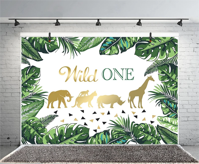 Фон для фотосъемки с изображением животных джунглей сафари льва слона днем