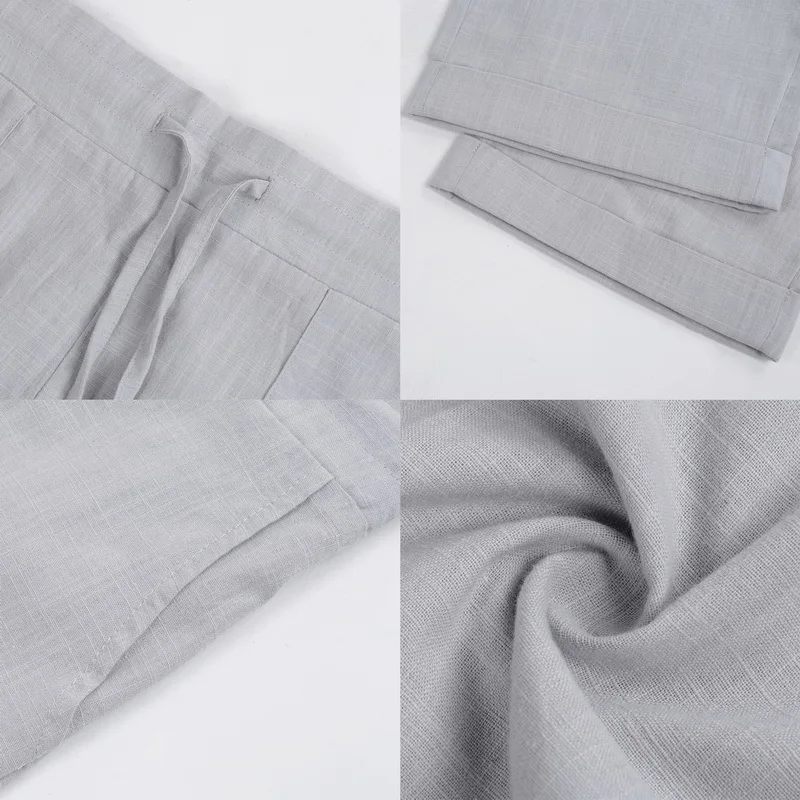 Брюки женские тонкие из хлопка и льна Свободные повседневные однотонные