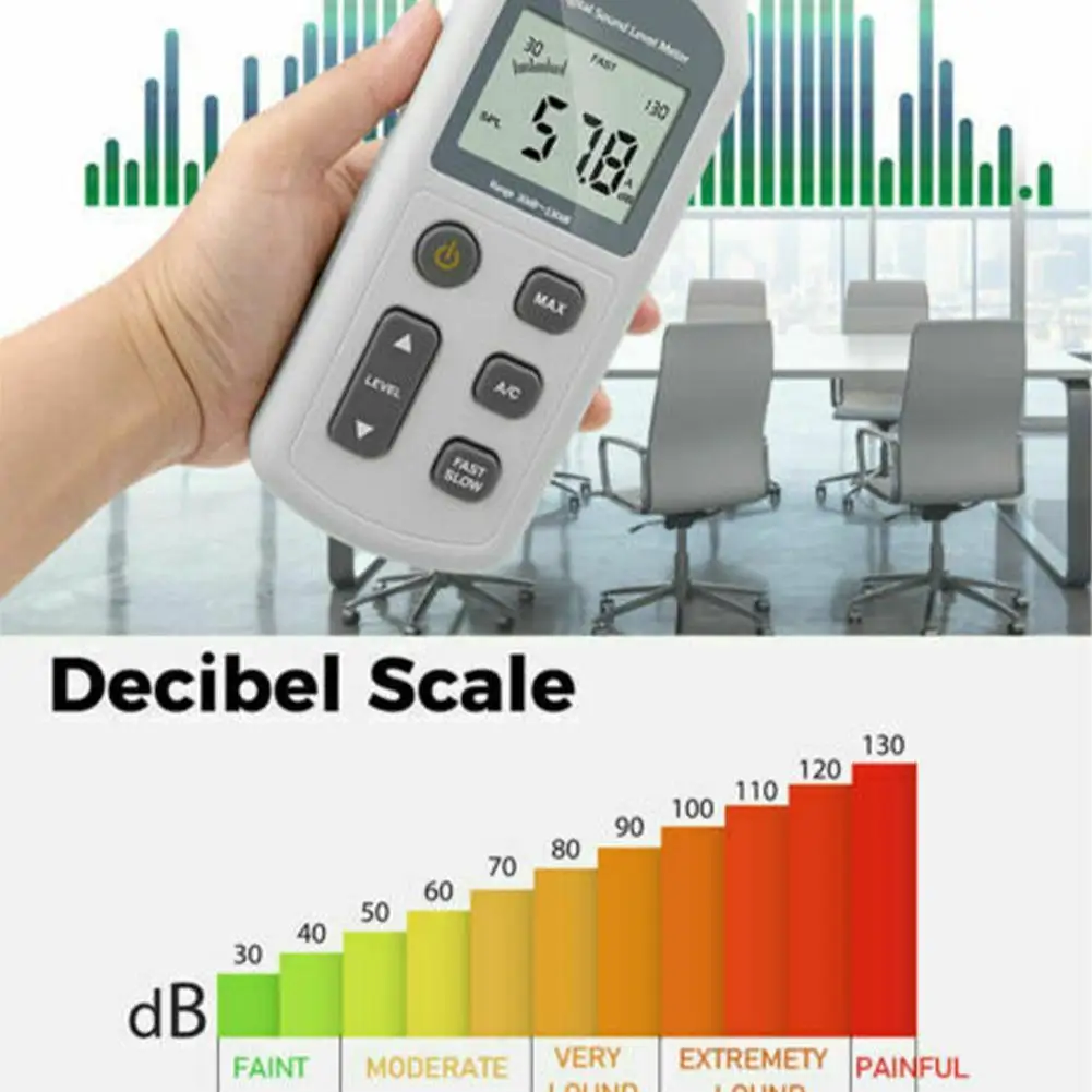 

30-130dB Digital Sound Level Meter GM1357 Noise Tester A/C dB in screen LCD decibels FAST/SLOW Y9A1