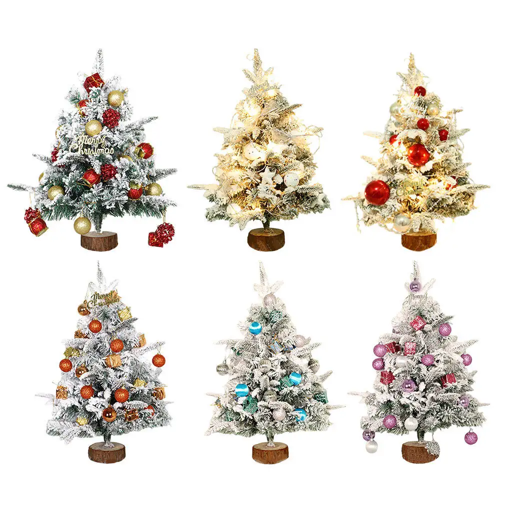 

45cm Artificial Wintergreen Tabletop Christmas Tree Mini Xmas Decoration Tree With LED Light Decor For Festival Christmas Day