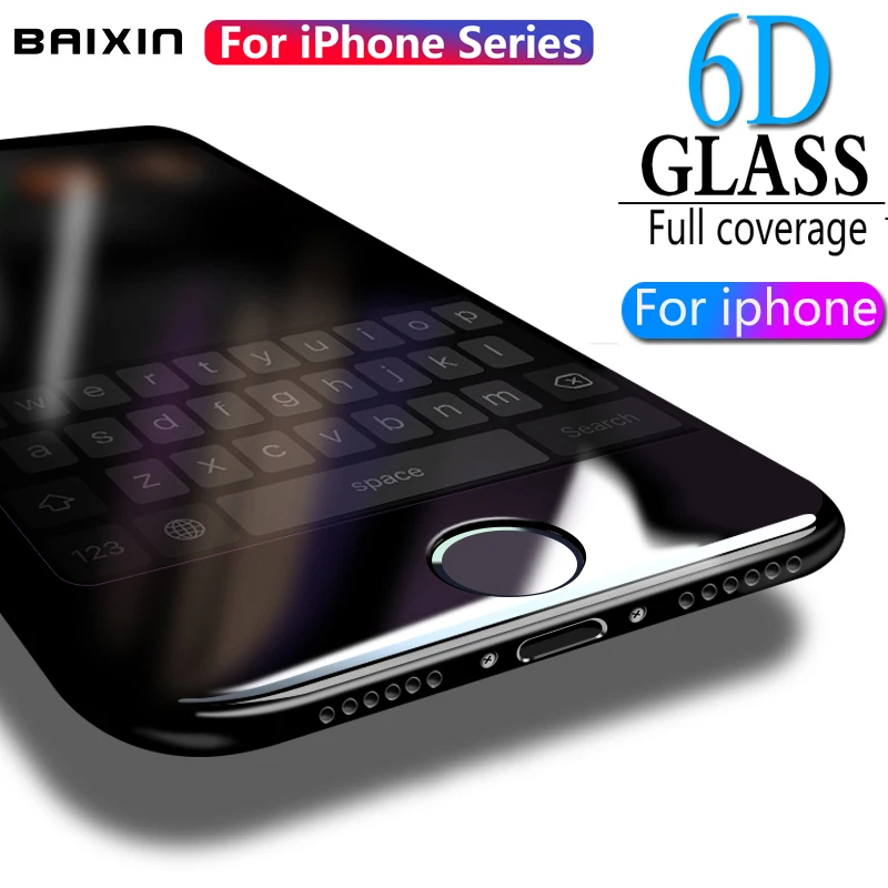 6D полное покрытие закаленное стекло для iphone X XS Max XR защита экрана защитное на 6 6S 7 8