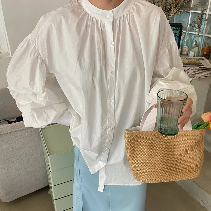 

Oversized Women Cotton Casual Shirts New 2021 Autumn Korean Style All-match Loose Comfortable Female Long Sleeve Tops W592