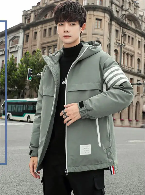

Мужской пуховик с капюшоном и длинными рукавами, теплая куртка в Корейском стиле, Осень-зима 2020