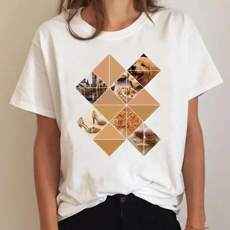 

Plaid Geometric New 90s Ladies Clothing Print Tee Short Sleeve Clothes Summer T-shirt Women Cartoon Female Graphic T Shirt Top