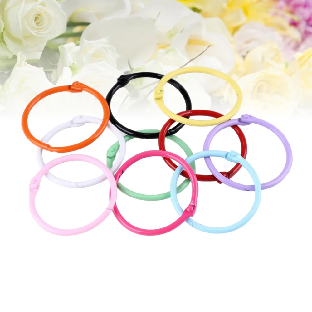 

24pcs Colorful Loose Leaf Binder Rings Metal Scrapbooking Book Ring Keychain Clip Holder for Photo Paper Organization DIY (