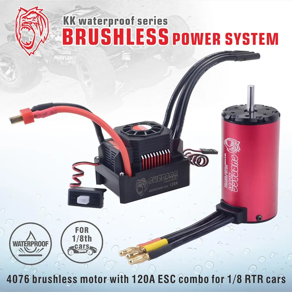Surpass Hobby KK Waterproof ESC Brushless Motor Combo 4076 1350/1500/2000/2250KV with 120A for 1/8 RC Car Drift Racing | Игрушки и хобби