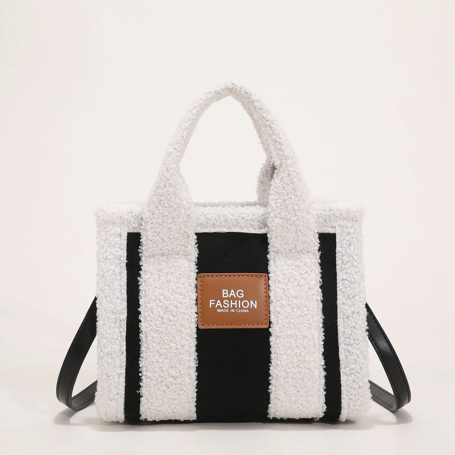 

Winter Lamb Faux Fur Cashmere Designer Large Tote Bag Shoulder Messenger Crossbody Female Portable Shoulder Shopping Handbag
