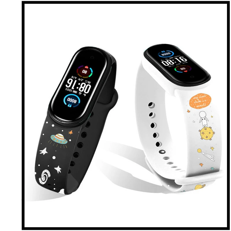Silicone Bracelet For Xiaomi Mi Band 5 Wristband for miband 5 4 3 strap print Wrist Band xiaomi miband 4 3 bracelet Accessories
