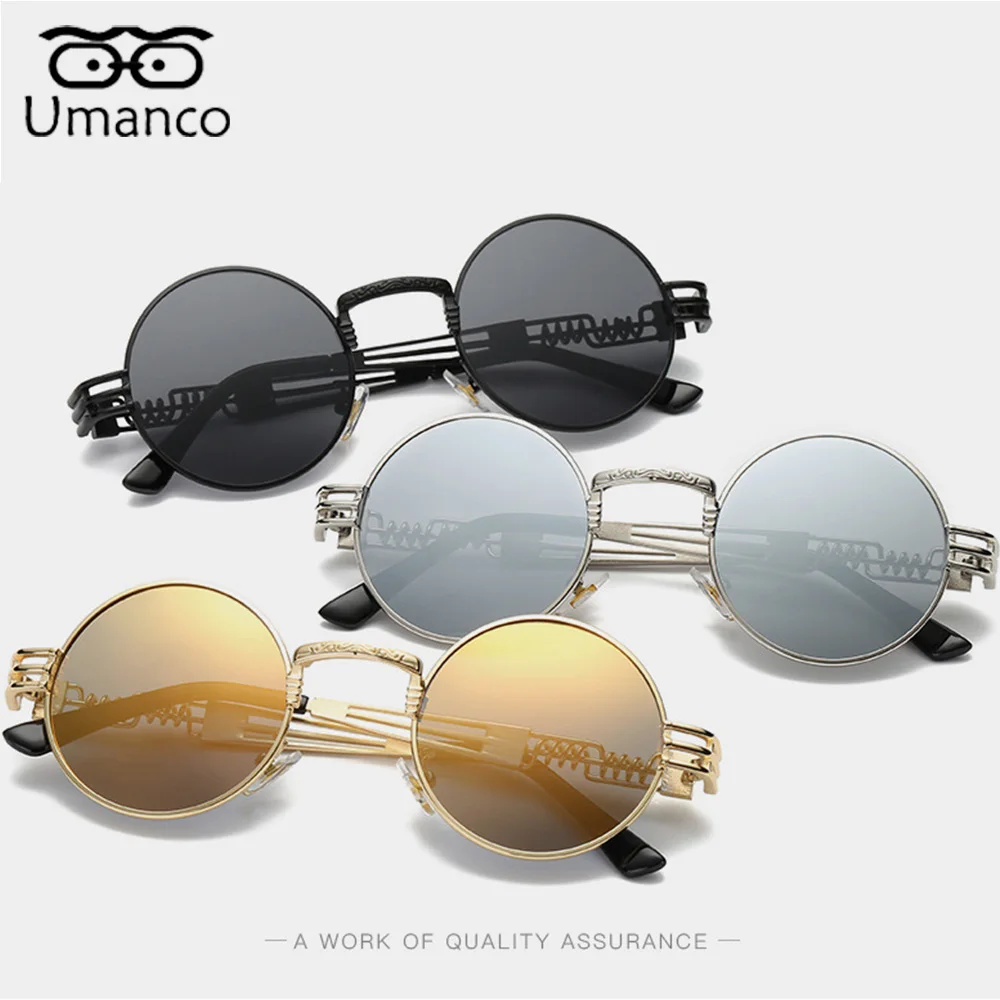 Umanco классические круглые солнцезащитные очки в стиле стимпанк для женщин и