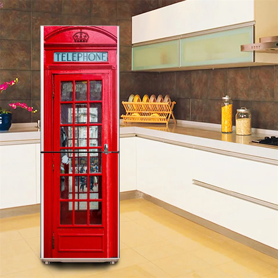 Kitchen Sticker On The Fridge Stickers Wine 3D Refrigerator Wallpaper Beer Freezer Vinyl Film Door Cover Decor Decal Mural Art | Дом и сад