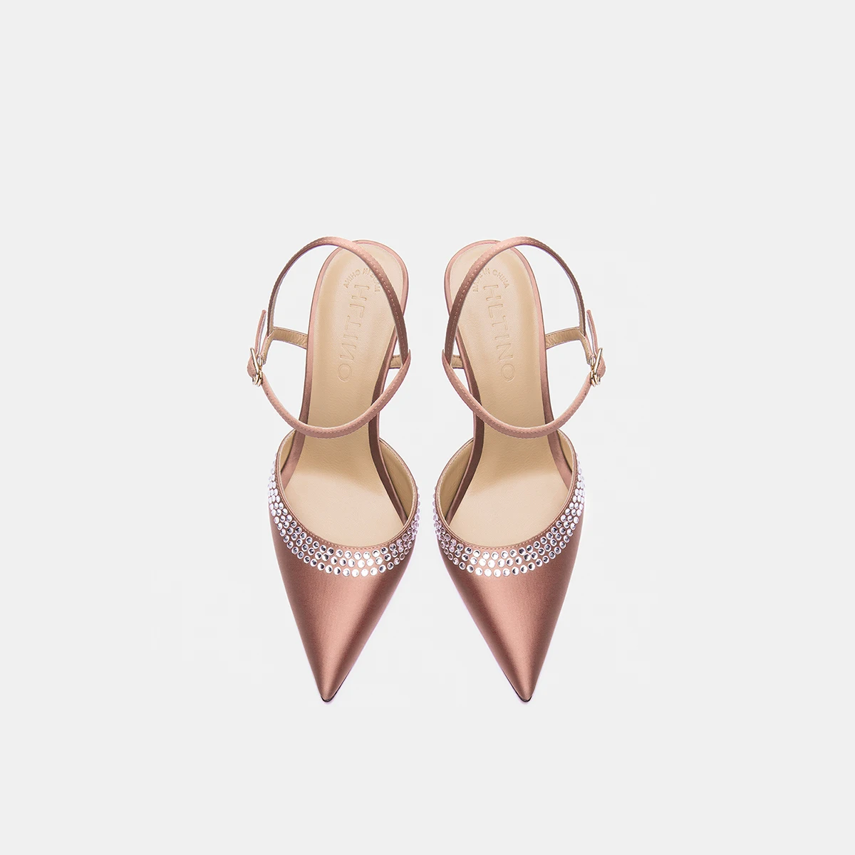 

Ankle Strap Women Sandals Quality Silk Satin Red Bottom Shoes Women Summer Shoes Stilettos High Heeled Pumps with Rhinestones