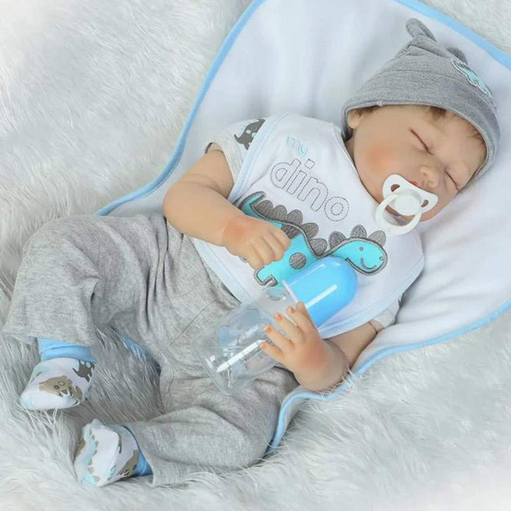 

Dinosaur Rompers Pants Hat Bib Socks Clothes for 22-23" Reborn Doll Outfit
