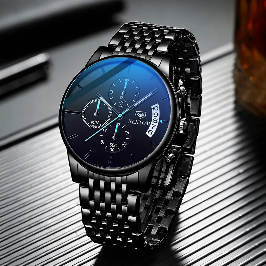 Часы наручные NEKTOM Мужские кварцевые модные деловые Роскошные спортивные в стиле
