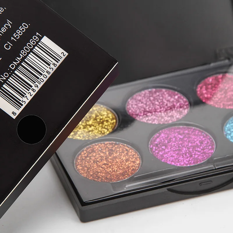 6 цветов Палитра теней для век с блестками перламутровые блестящие тени прочных