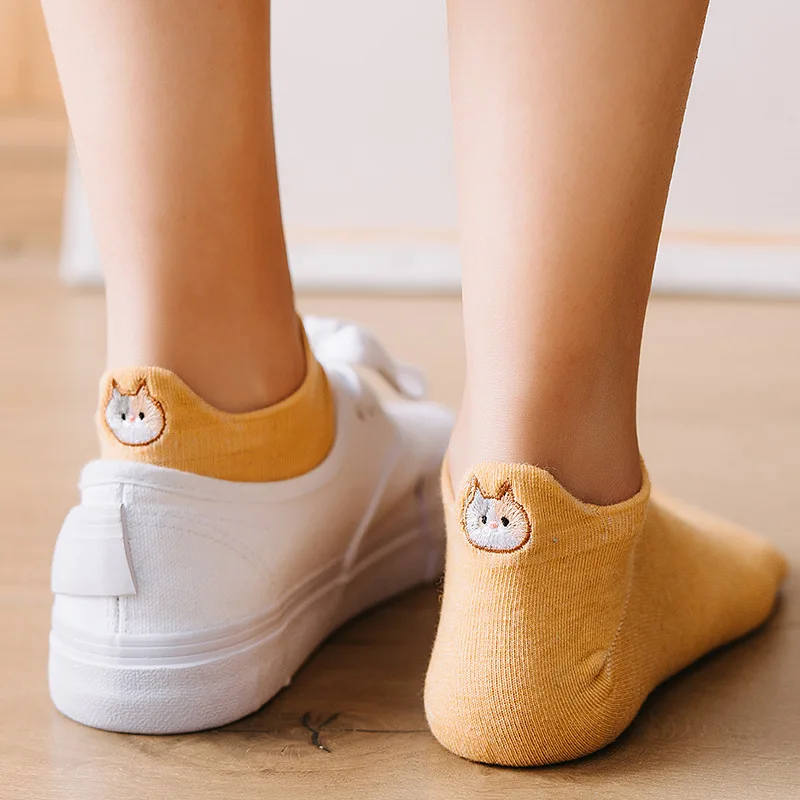Fashion Socks Woman 2020 New Spring 1 Pair Ankle Girls Cotton Color Novelty Women Cute Cat Casual Funny Sock Wholesale | Женская одежда