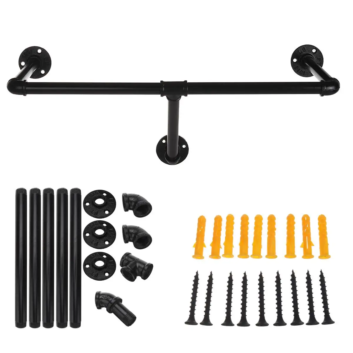 

Industrial Iron Wall Mounted Clothes Rack T-Bar Pipe Coat Display Hanger Garment Storage Rack Holder Organizer Clothes Hanger