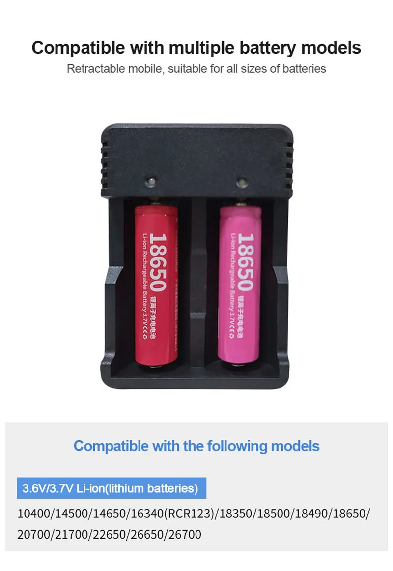 PHOMAX 18650 Двойной Слот светодиодный смарт-дисплей свет быстрая зарядка 4 2 V 22650 18490