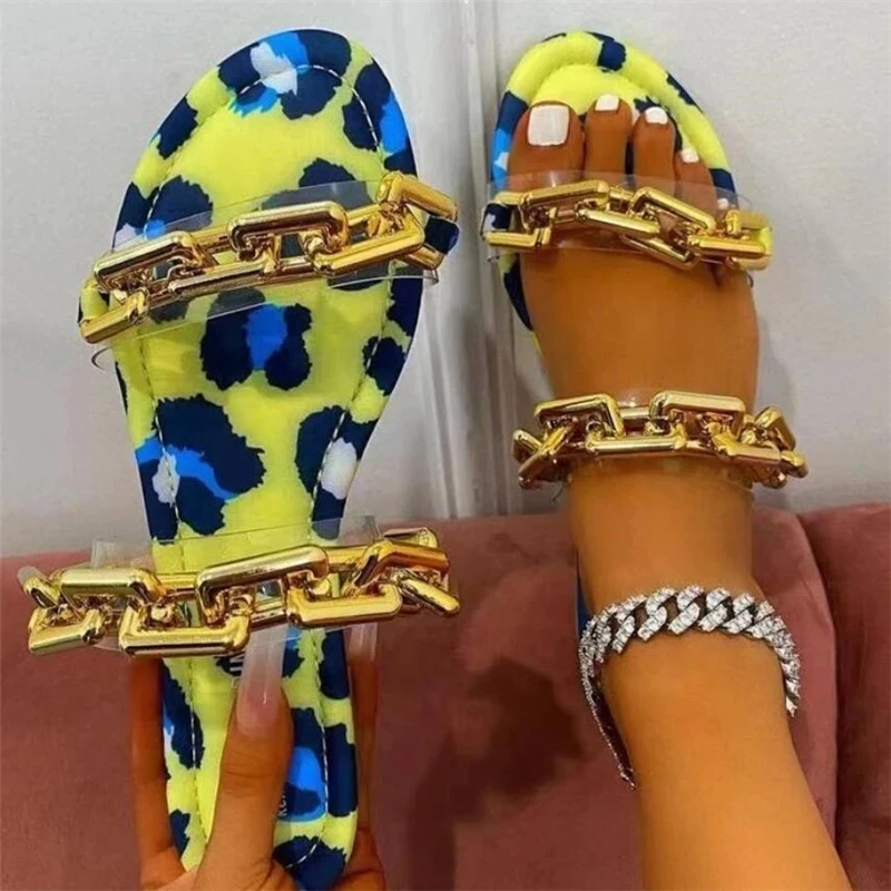 

Шлепанцы женские на плоской подошве, сандалии из ПВХ с цепочкой, повседневные пляжные шлепанцы под платье, сланцы, дизайнерские, 41 лето