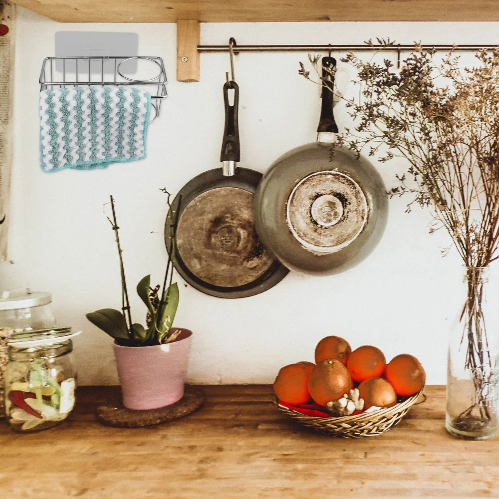 

1pc Rag Sponge Storage Rack Stainless Steel Basket Liquid Drainer (Silver)