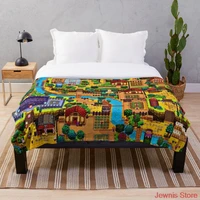 stardew valley map throw blanket plush throw for beds sofa soft warm sherpa fleece blankets for child boy girl kid adults gift