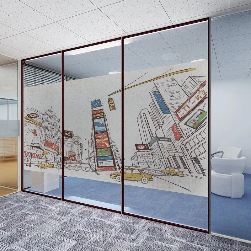 Электростатическая оконная пленка размер под заказ ручная роспись временные