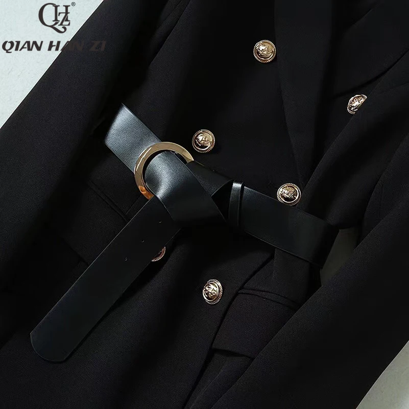 Qian Han Zi 2019 дизайнерское зимнее модное пальто женское с длинным рукавом винтажное