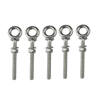 5pcs 316 stainless steel machinery lifting eye bolt with shoulder nut m6 m8 m10 heavy rigging hardware long shank eye bolts