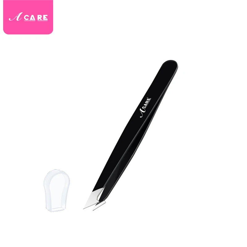 1 x Black With Gel Пинцет для удаления волос из нержавеющей стали пинцет для бровей розовый Наклонный черный наконечник для лица безвредный Макияж инструмент для красоты Серебряный - Цвет: 1 x Black With Gel