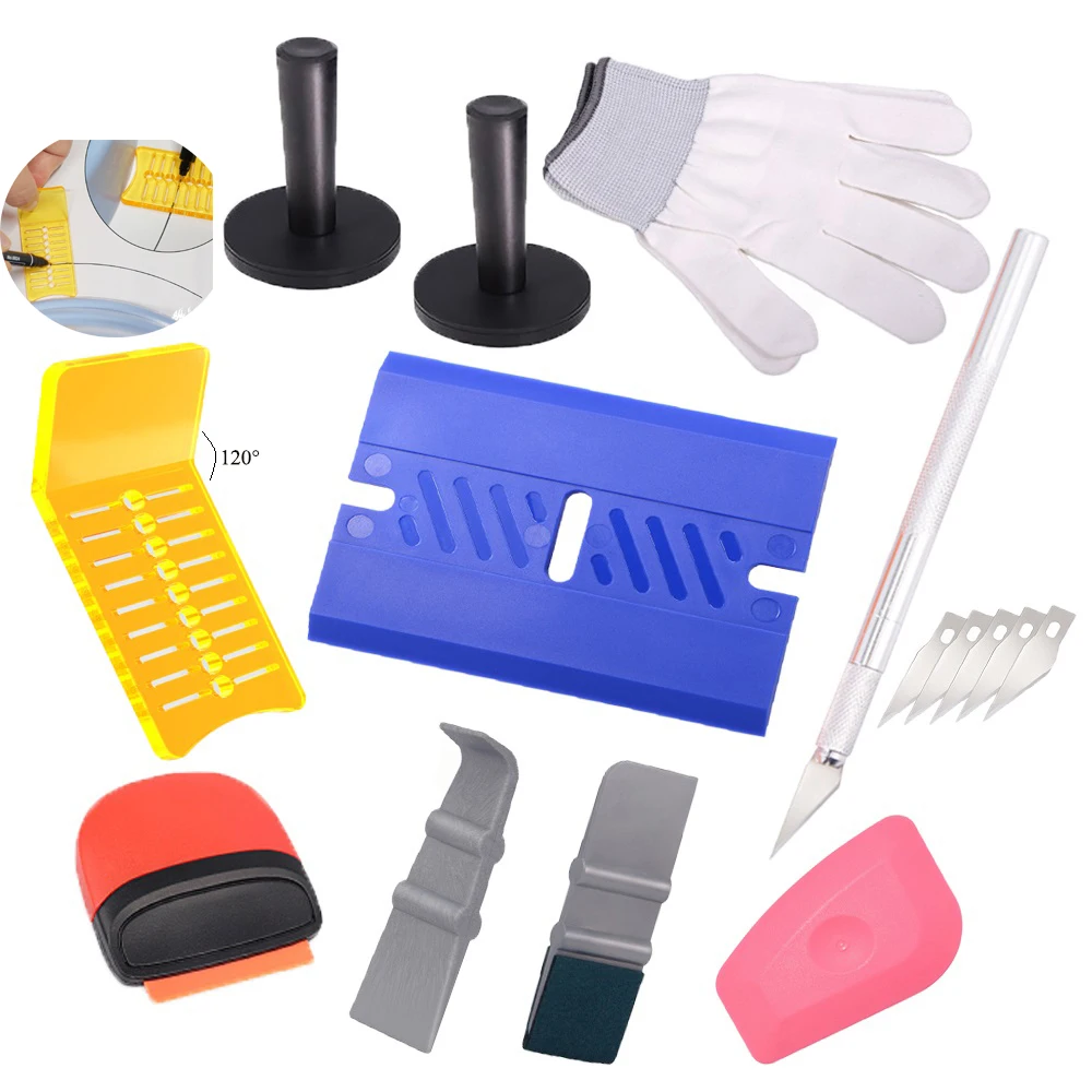 

FOSHIO виниловый магнитный держатель для автомобиля, набор инструментов, пленка из углеродного волокна, наклейка, тонировочный резак, нож для ...