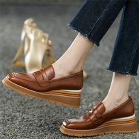 slip on fashion sneakers women genuine leather wedges high heel ankle boots female square toe platform pumps shoes casual shoes
