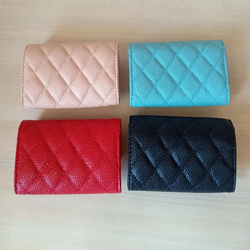 New Arrived Designer Wallet Women Caviar Leather Card Case Fashion Hasp Short CC Holder Men Lady Purse With Dust Bag And Box | Багаж и