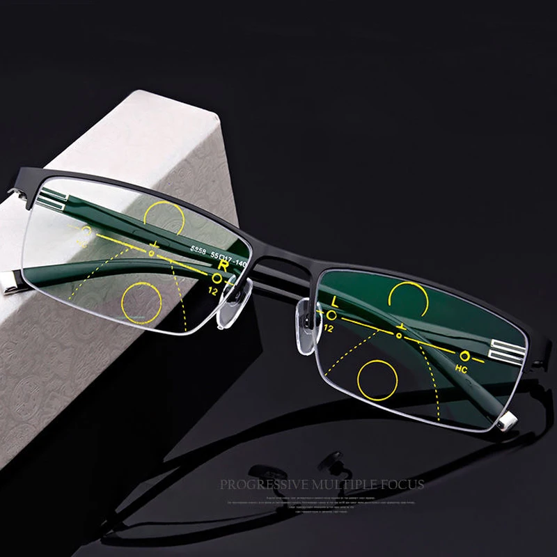 MGHBHS High grade alloy anti-blue light reading glasses progressive multi-focus for both men and women