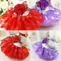 pet accessaries dog cat princess flower lace dress for pets wedding party spring summer clothes for small dogs cats supplies