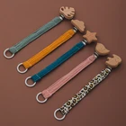 Цепочка для соски-пустышки, в виде слона, звезды, деревянная, ткань цепочка, 1 шт.