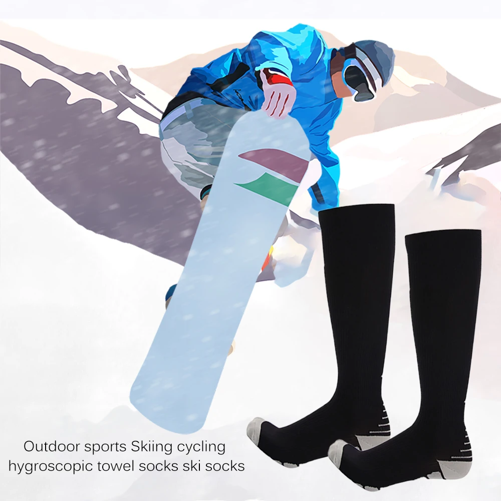 

2020 1pair Winter Sports Socks Basketball Socks Thick Warm Sports Socks Non-Slip Durable Skateboard Towel Bottom Socks Stocking